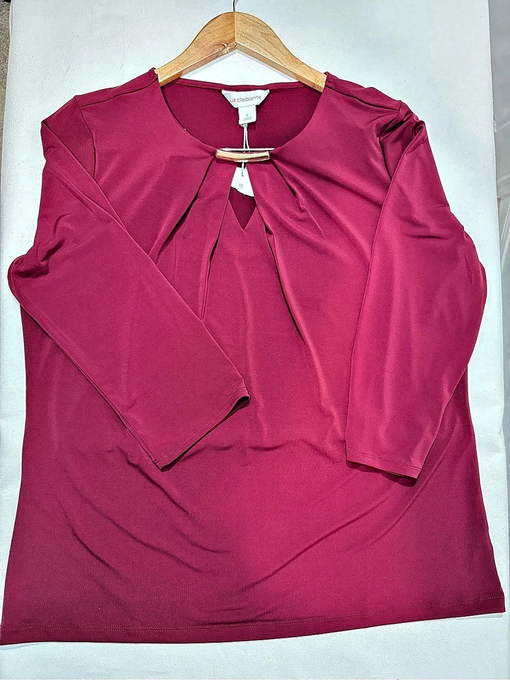 Liz Claiborne 3/4 Sleeve Tunic in Red/Maroon Like New